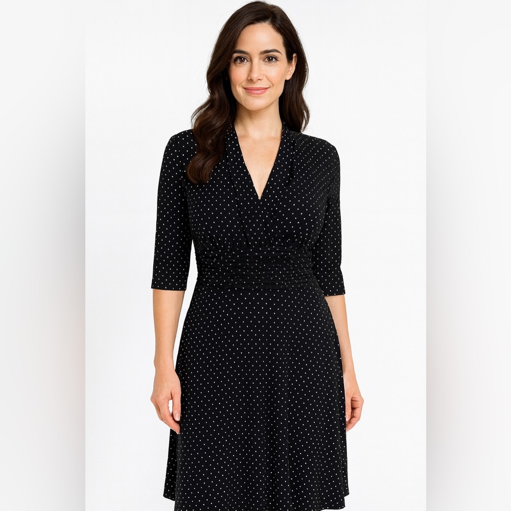 Jones Dress Black & Cream Polka Dot Midi Dress